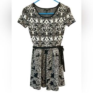Jessica Simpson Black, White, and Brown Floral Mini Dress